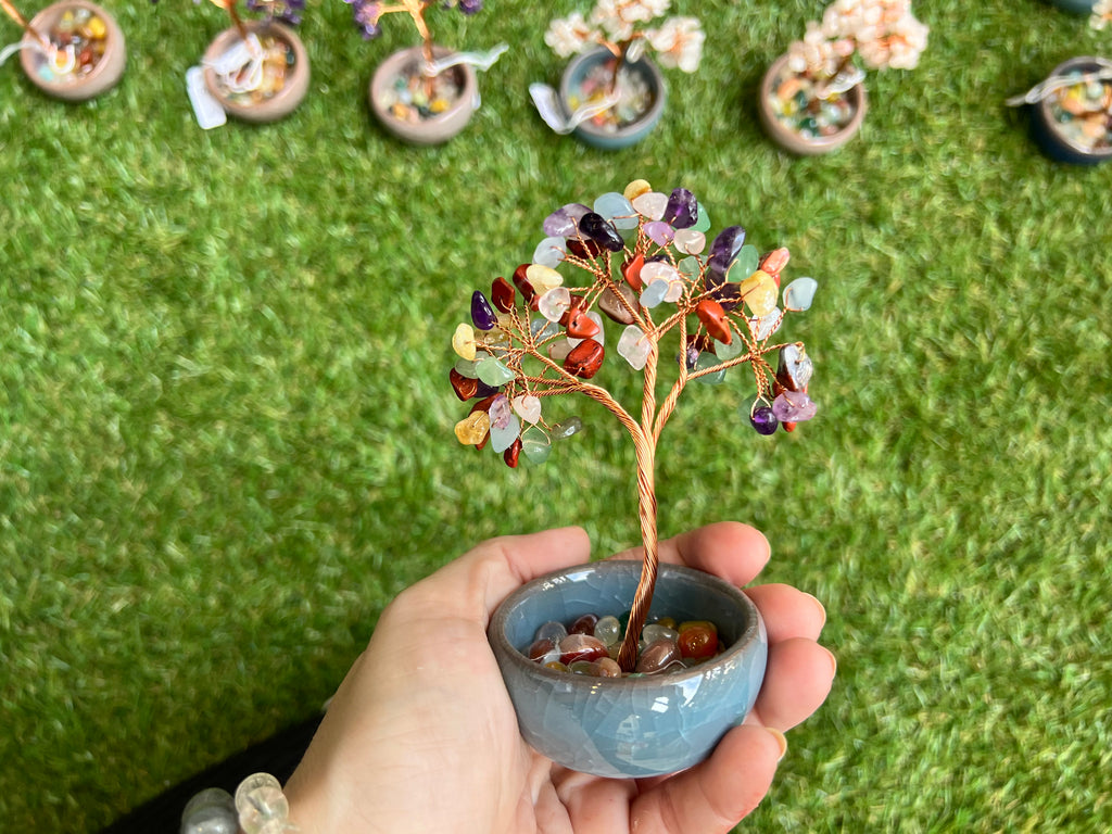 Balance & Harmony Seven Chakra Bonsai Crystal Tree in Ceramic Vase
