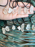 Natural Crystal Quartz Raw Point & Cluster Pendant Necklace – Adjustable Cord
