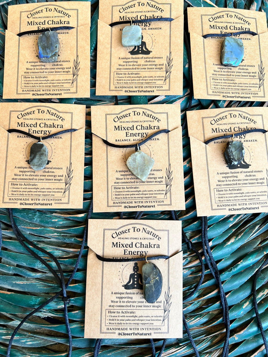Natural Raw Labradorite Pendant Necklace – Adjustable Cord
