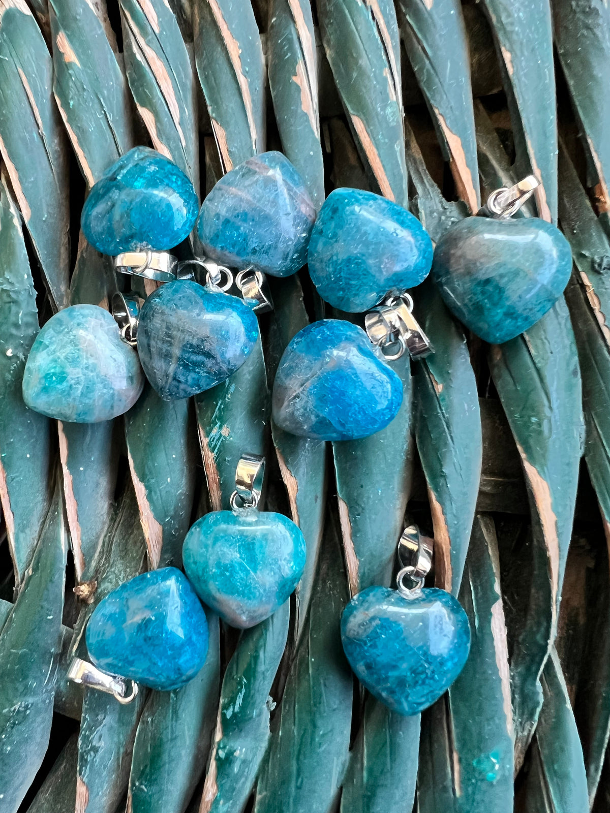 Natural Blue Apatite Heart Necklace