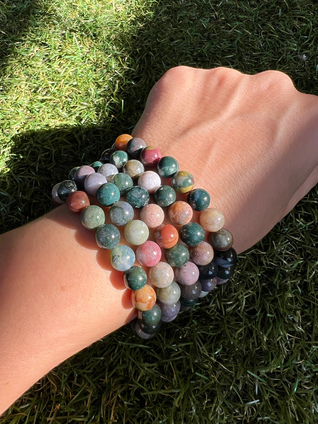 Natural Indian Agate 8mm Beaded Bracelet | Grounding, Stability & Protection Crystal Bracelet