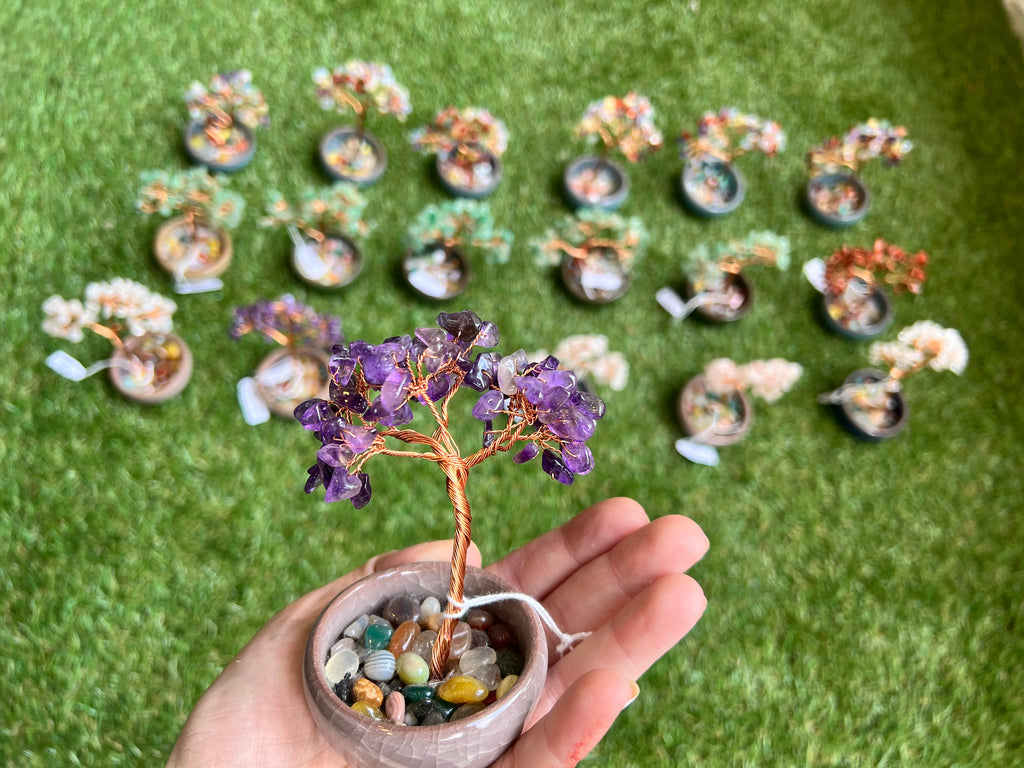 Amethyst Bonsai Crystal Tree in Ceramic Vase