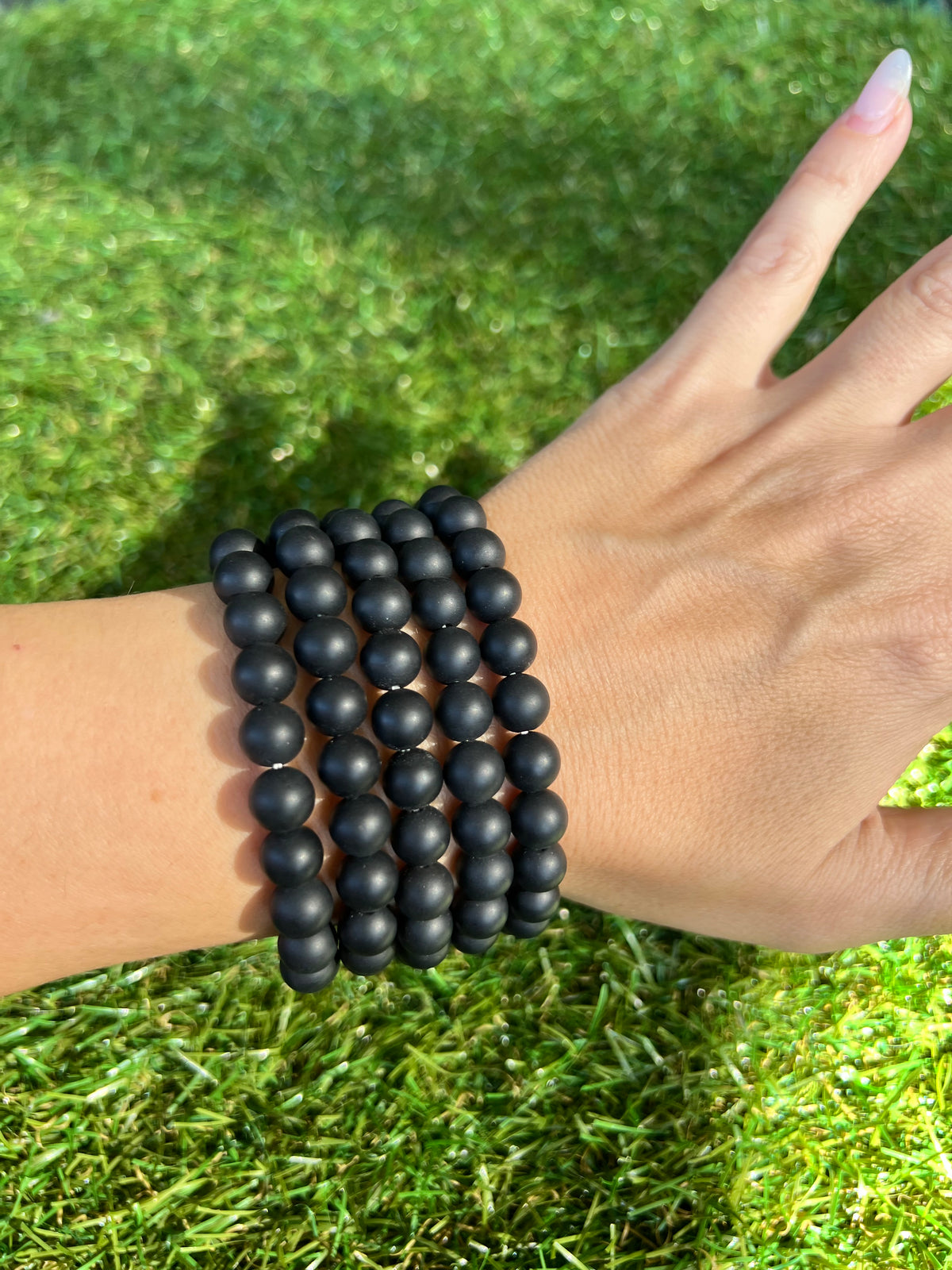 Natural Matte Black Onyx Bracelet | 8mm Genuine Gemstone Beads | Protection, Strength & Confidence