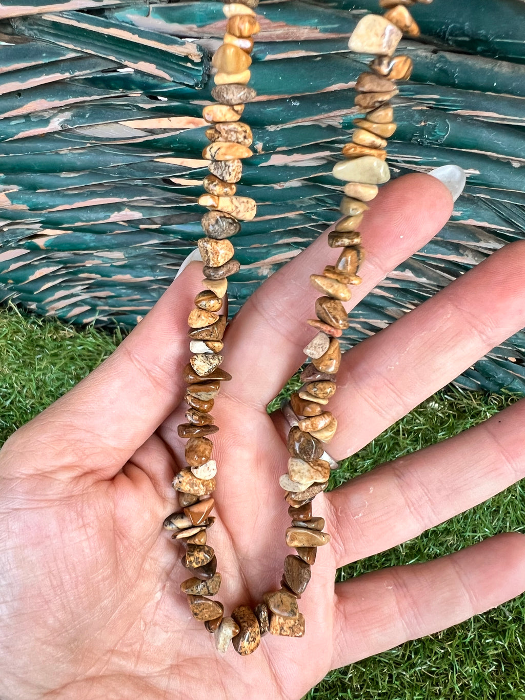Natural Picture Jasper Chip Necklace | Genuine Irregular Gemstone Chips | Grounding, Stability & Creativity