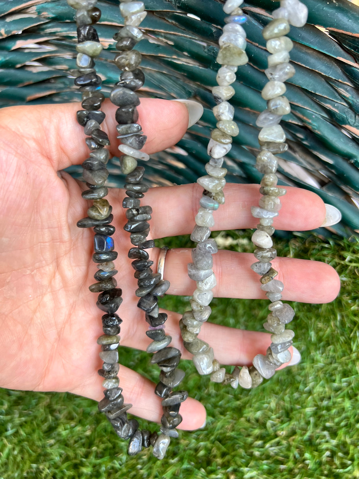 Natural Labradorite Chip Necklace | Genuine Irregular Gemstone Chips | Protection, Intuition & Transformation