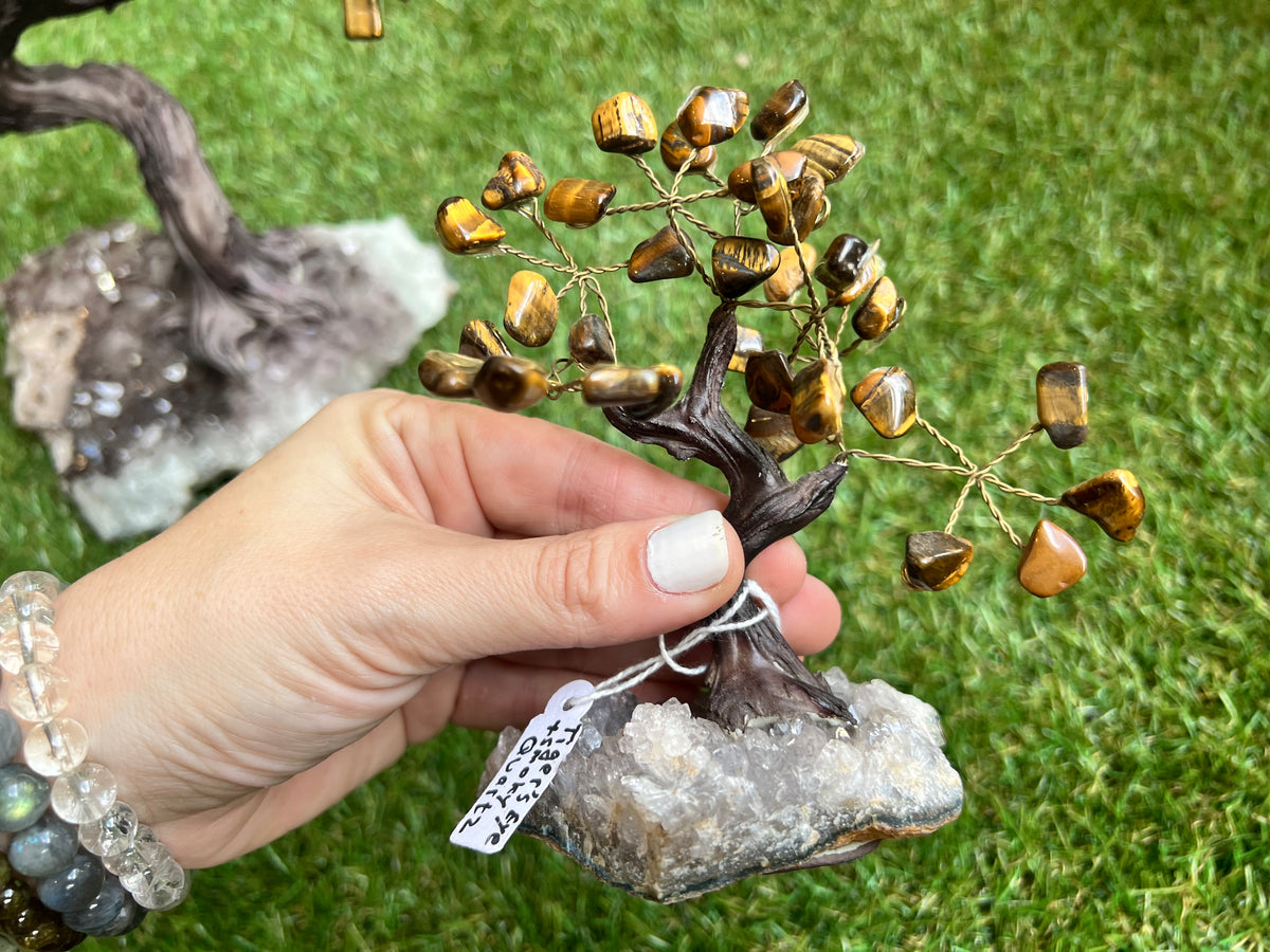 Tiger’s Eye Crystal Tree on Smoky Quartz Cluster Base - Abundance Power & Protection