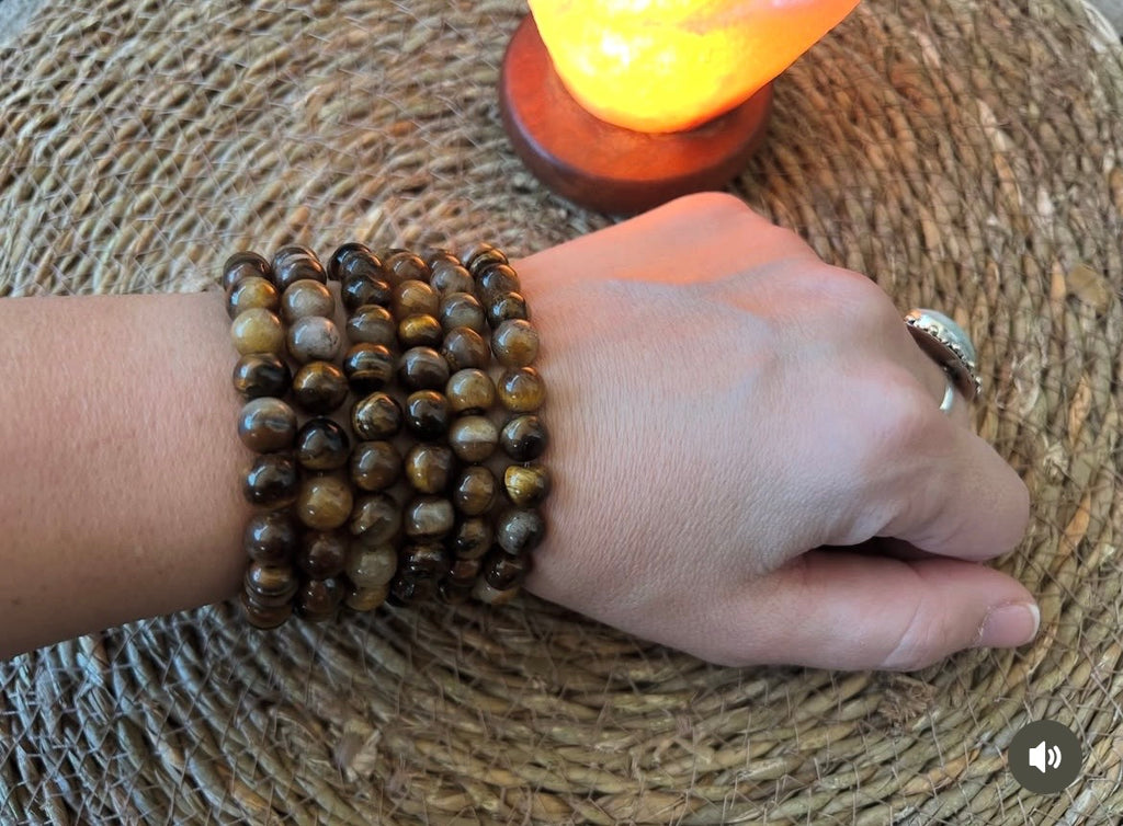 Natural Tiger’s Eye 8mm Beaded Bracelet | Protection, Power, Confidence & Prosperity Crystal Bracelet