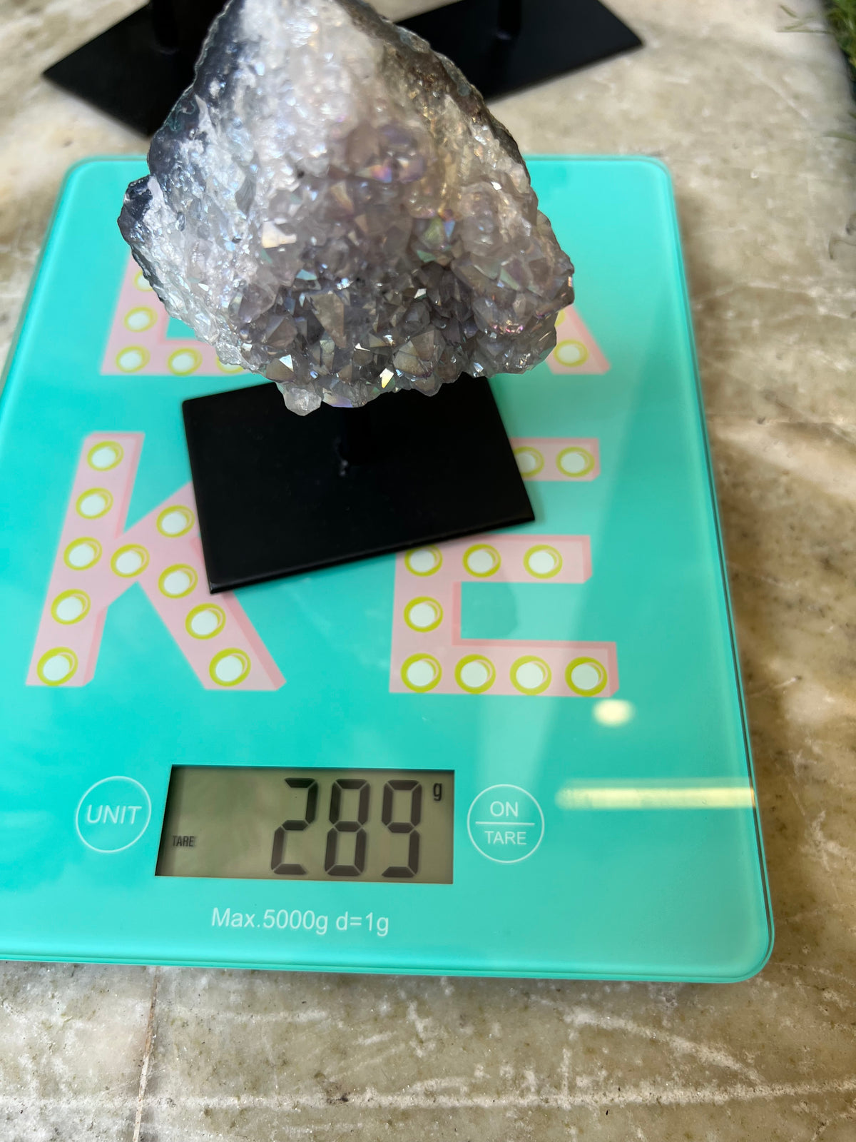Natural Angel Aura Quartz on Metal Stand – 289 g