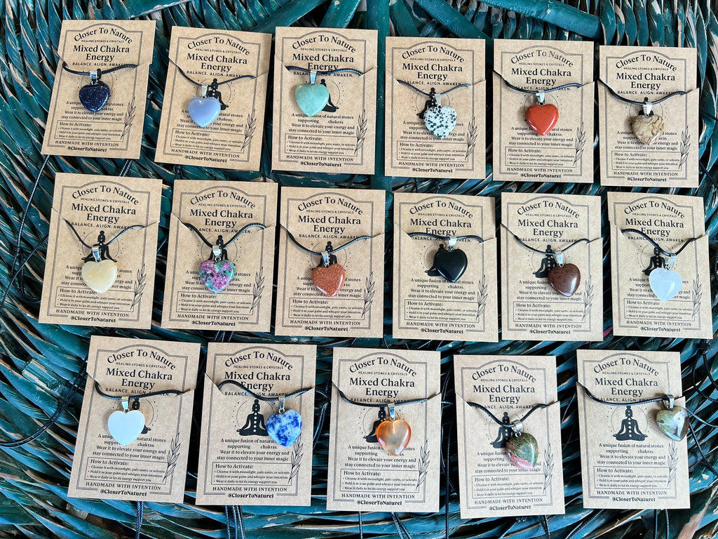 Natural Crystal Heart Necklace – Choose Your Stone (Adjustable Cord)