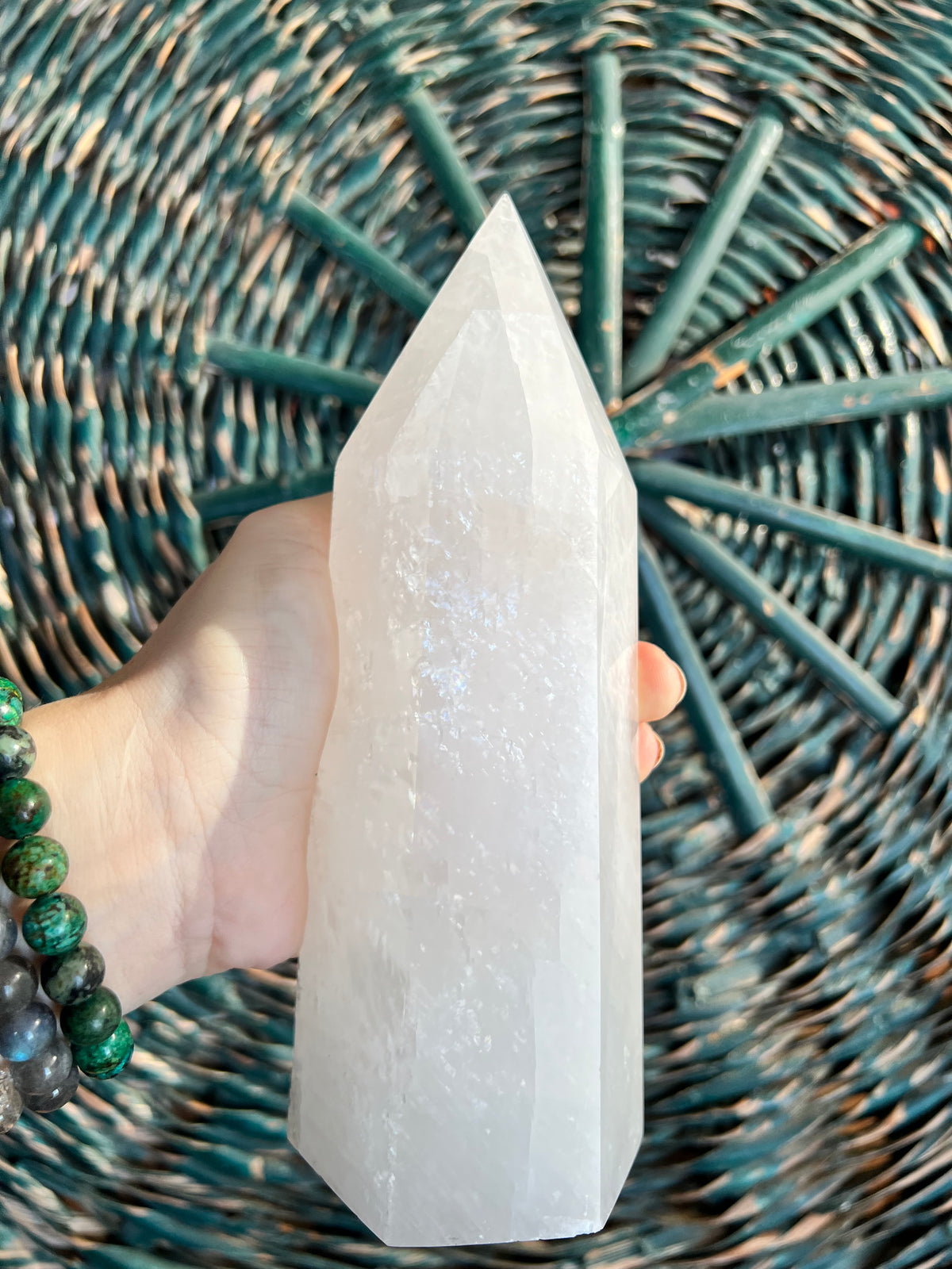 Natural Milky Quartz Multifaceted Crystal Tower – 1,272 g