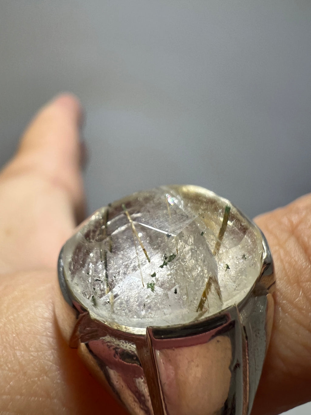 Genuine Natural Rutilated Quartz Ring in 925 Italian Sterling Silver