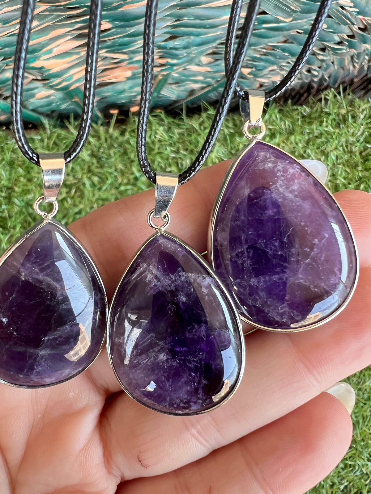 Amethyst Silver-Plated Teardrop Necklace – Calm, Intuition & Protection