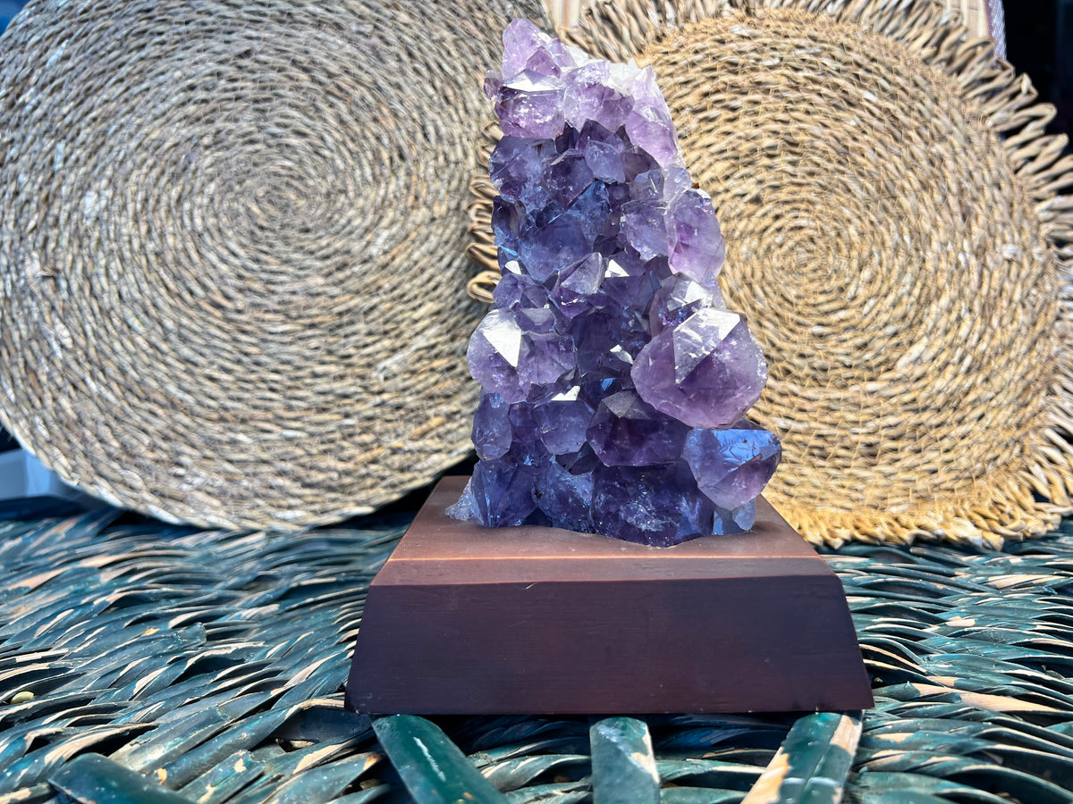 Natural Amethyst Cut Base Clusters with Optional Wooden Base 1.5+ Kg