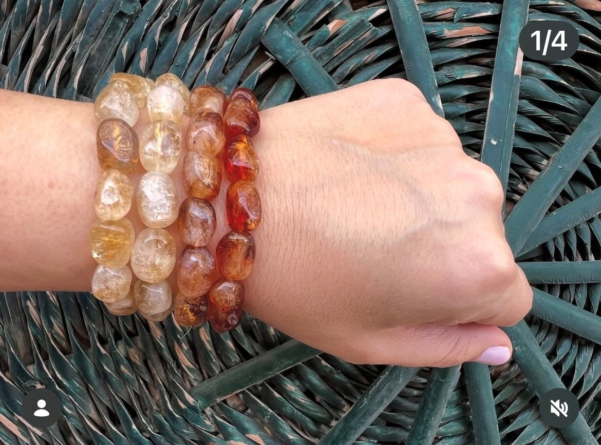 Natural Citrine Abundance & Success Nugget Bracelet – Genuine Elastic Crystal Bracelet