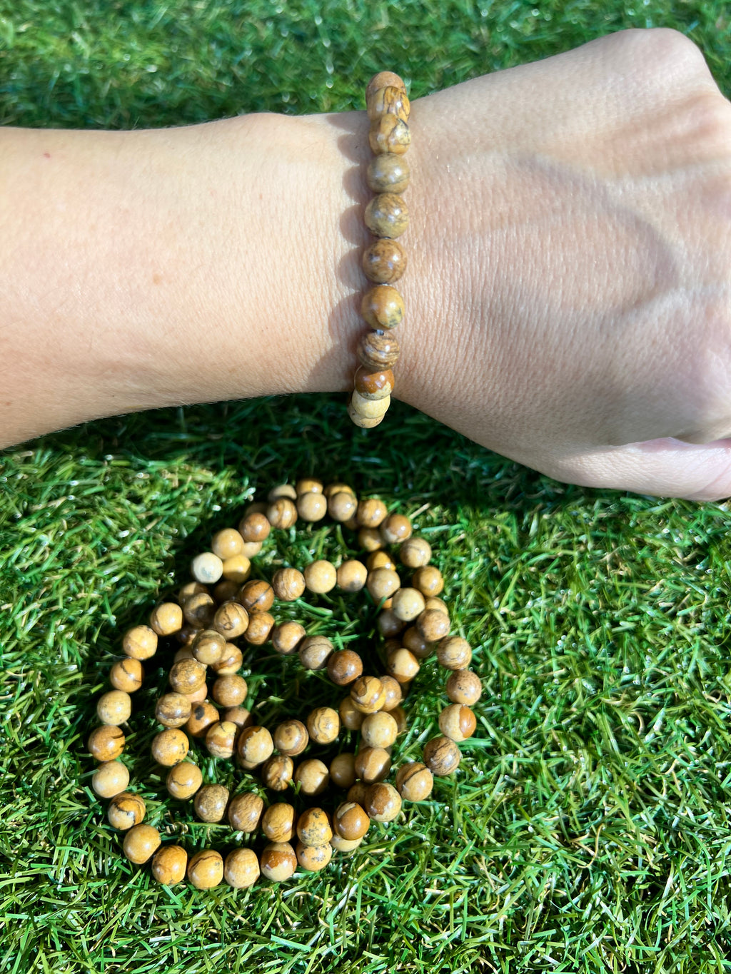 Natural Picture Jasper Bracelet | 8mm Genuine Gemstone Beads | Grounding, Stability & Creativity