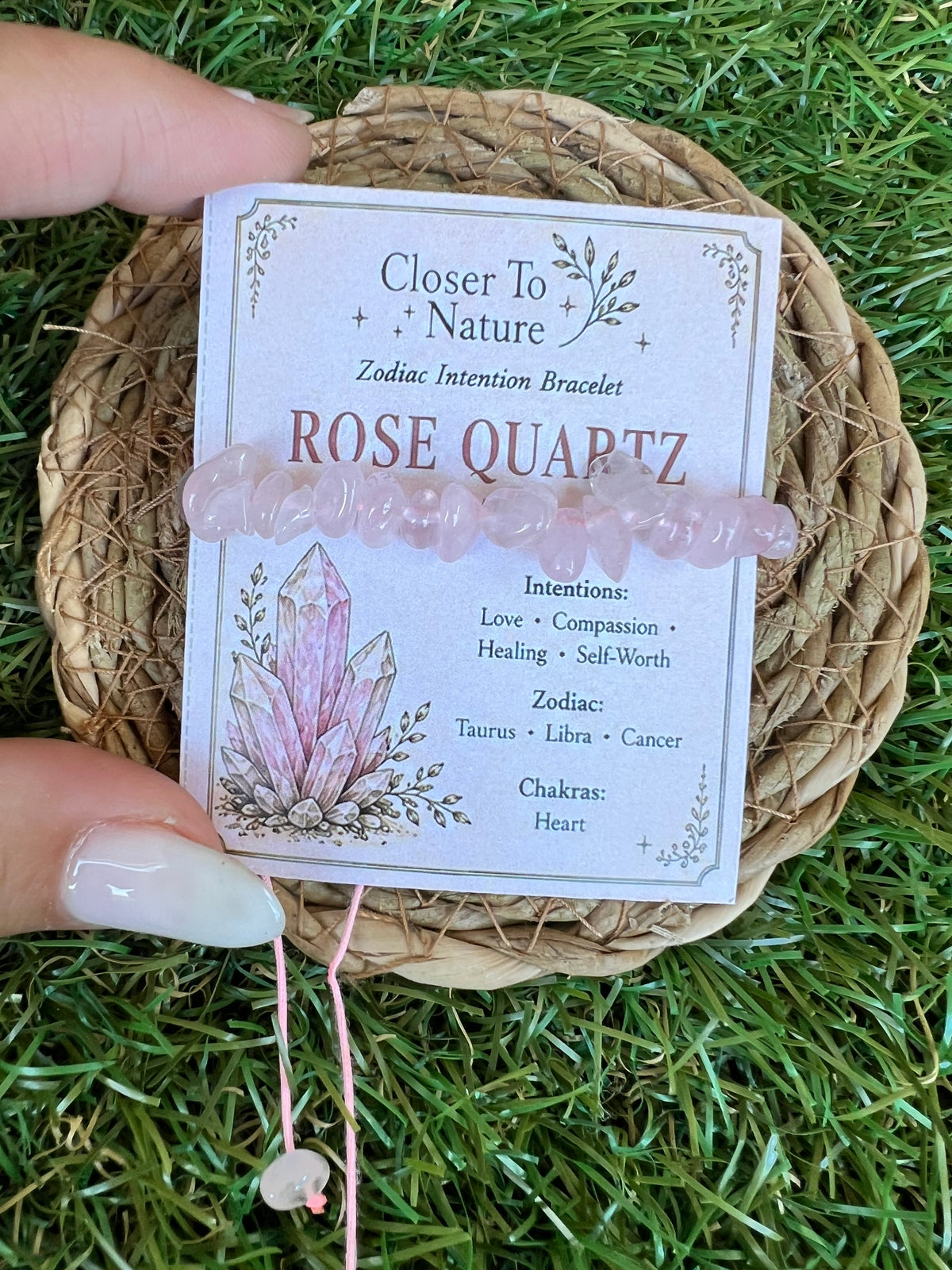 Natural Rose Quartz Zodiac Bracelet – Love, Compassion & Self-Worth | Taurus, Libra & Cancer