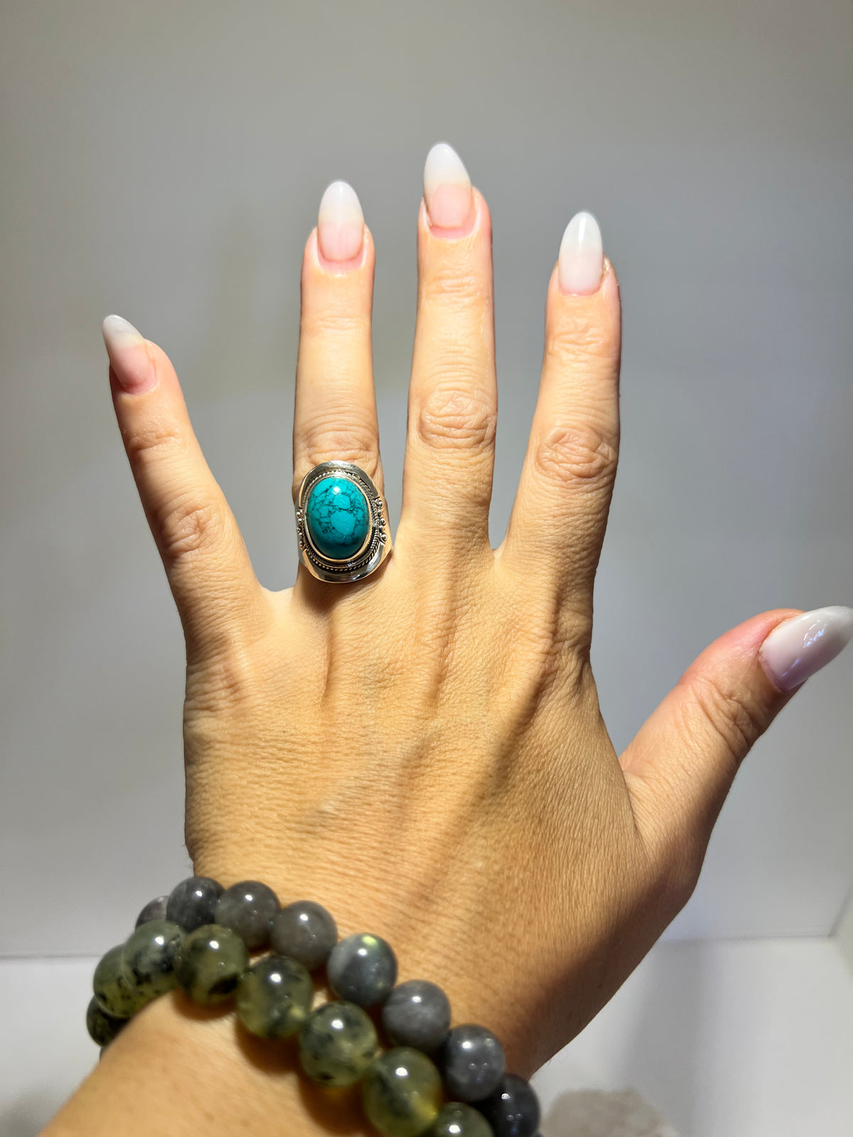 Howlite Ring in 925 Italian Sterling Silver