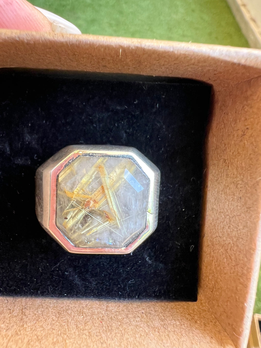 Golden Rutilated Quartz Abundance Ring in 925 Italian Sterling Silver