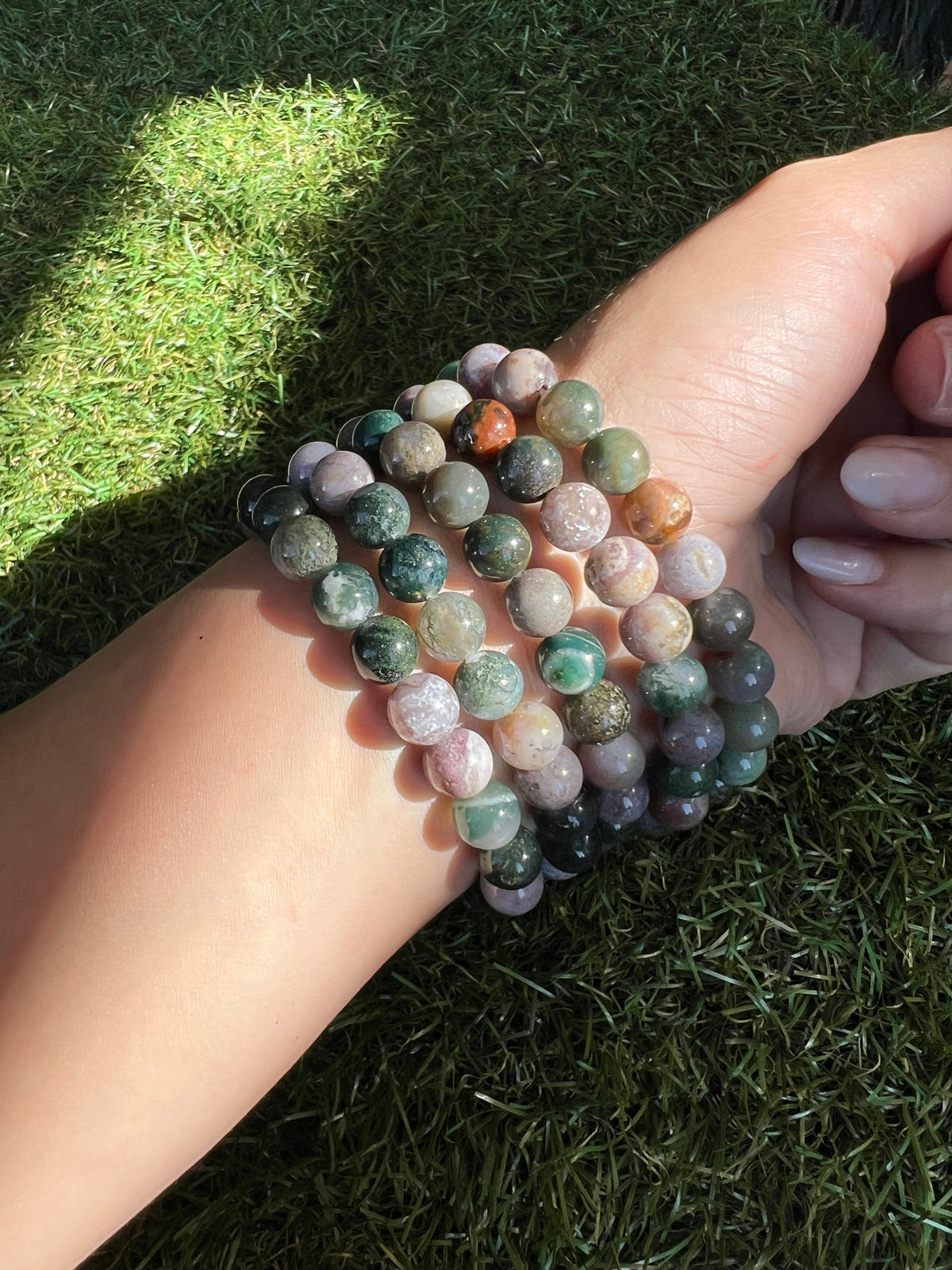 Natural Indian Agate 8mm Beaded Bracelet | Grounding, Stability & Protection Crystal Bracelet