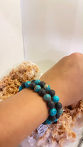 Natural Neyshabur Turquoise & Lava Stone Bracelet – Protection, Strength & Grounding - 8 mm