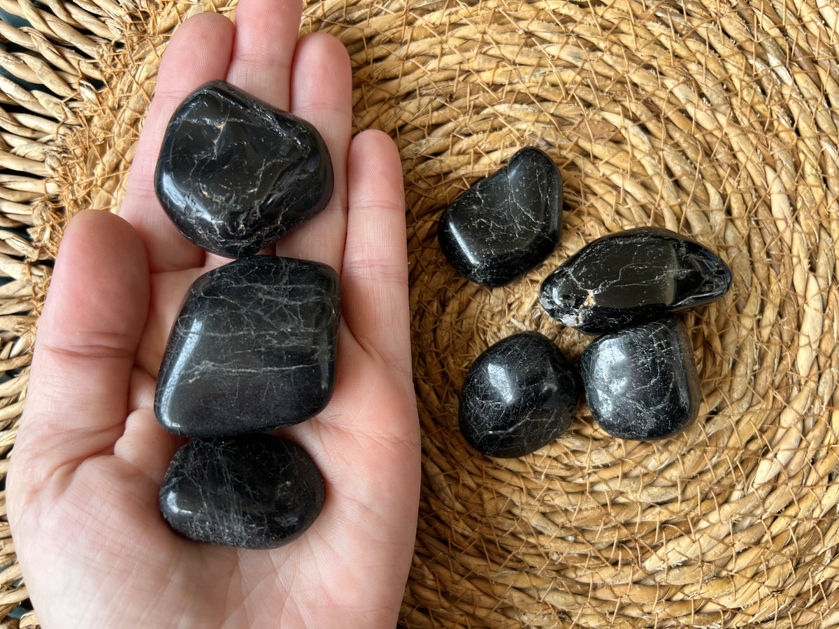 Natural Black Tourmaline Polished Tumble Stone