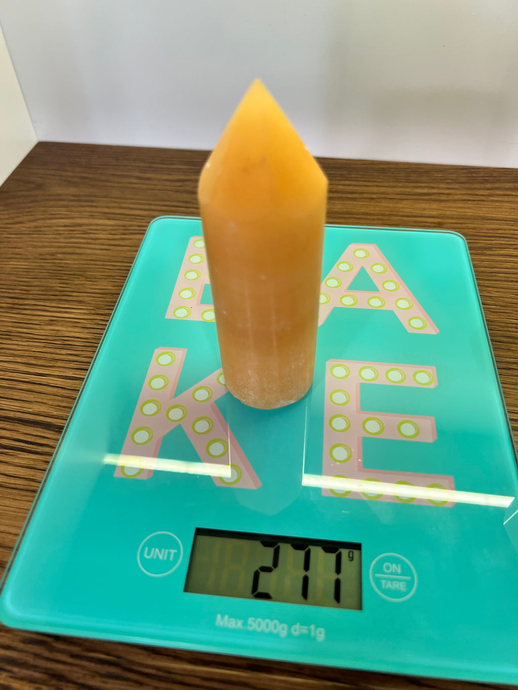 Natural Orange Calcite Cylindrical Tower | Polished Crystal Point