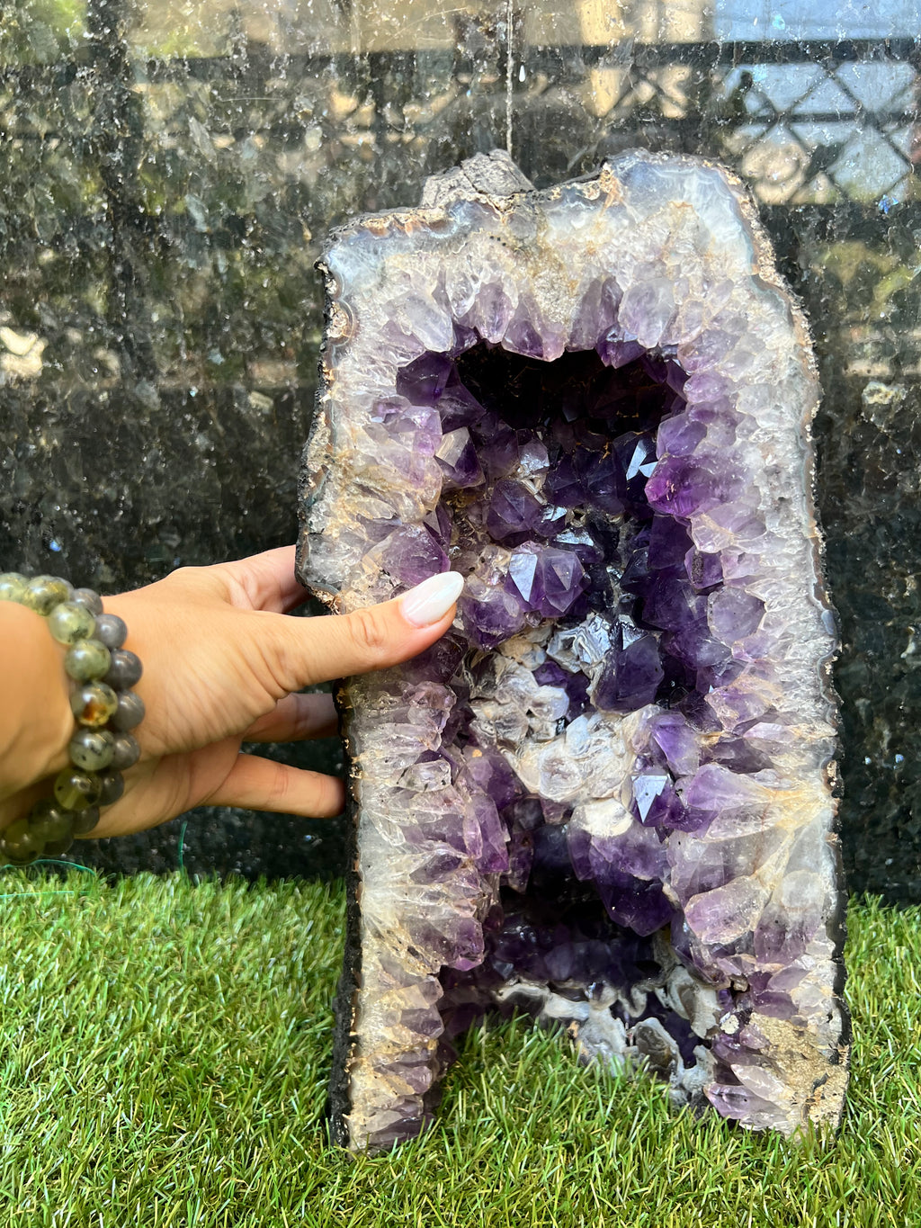 Natural Amethyst Cathedral Geode with Calcite – 7.55 kg