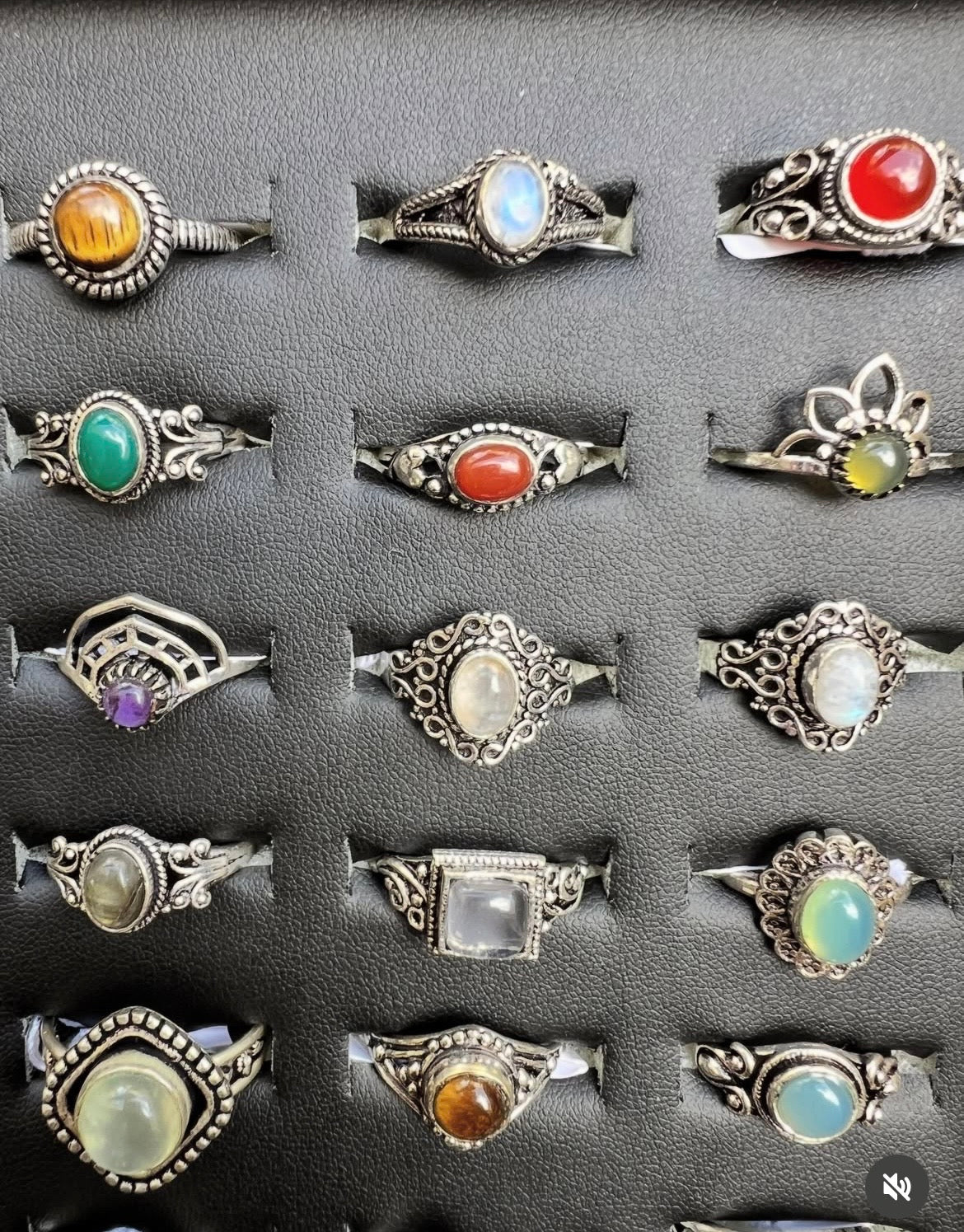 Natural Silver-Plated Crystal Rings Collection “Delicate A”