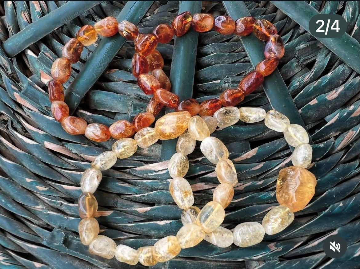 Natural Citrine Abundance & Success Nugget Bracelet – Genuine Elastic Crystal Bracelet