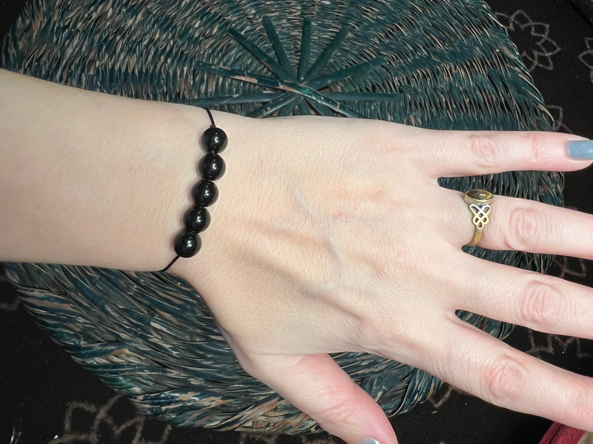 Natural Black Onyx Beaded Bracelet | Protection, Strength & Grounding Crystal Bracelet