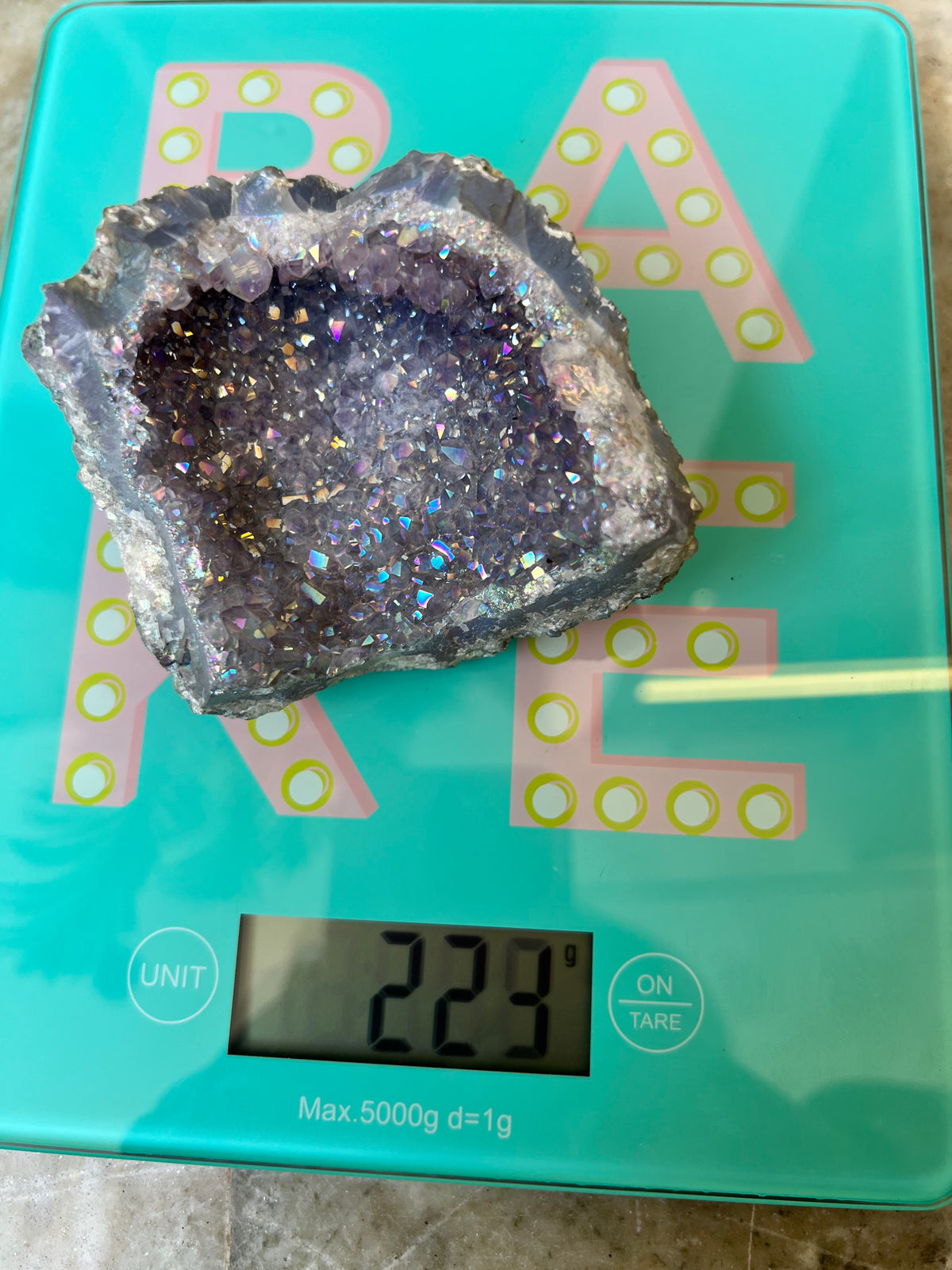 Natural Angel Aura Amethyst Geode – 223 g