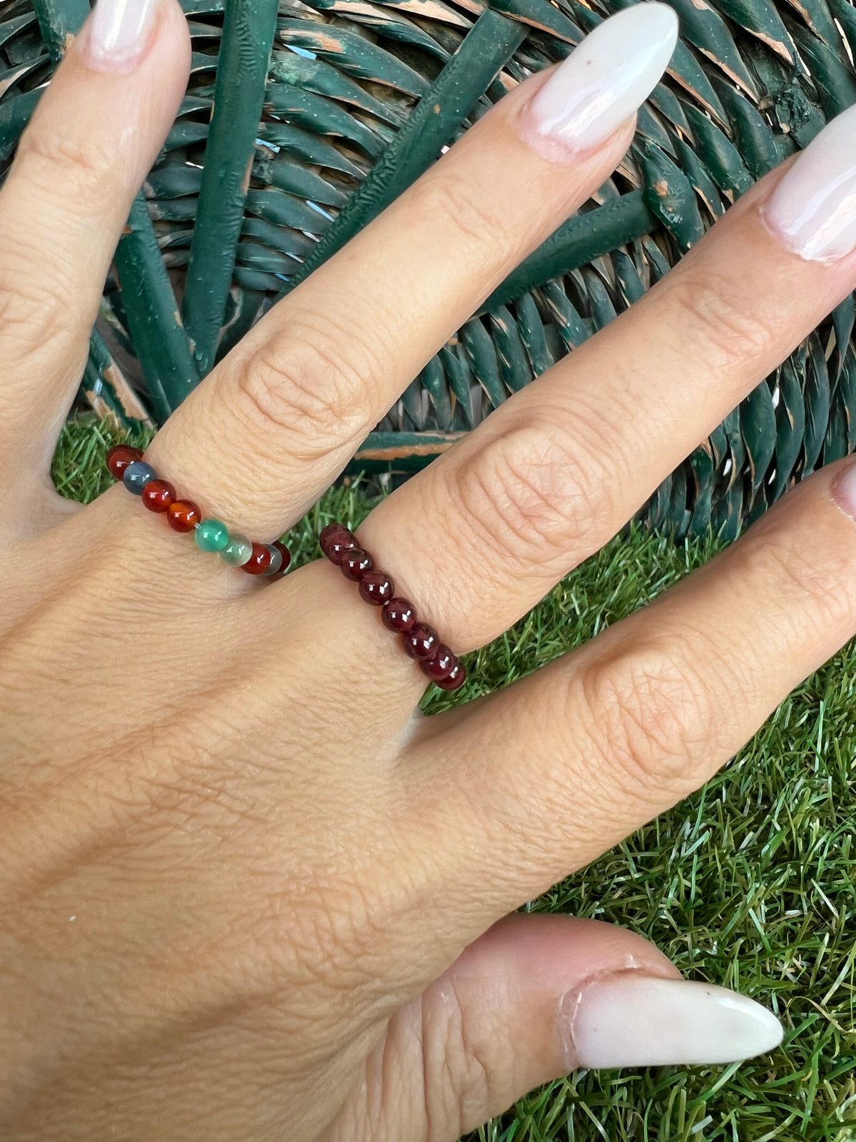 Natural Elastic Gemstone Beaded Ring – Intention & Energy | 3 mm