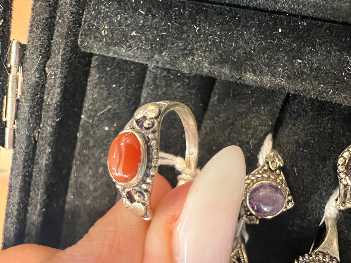 Natural Silver-Plated Crystal Rings Collection “Delicate A”
