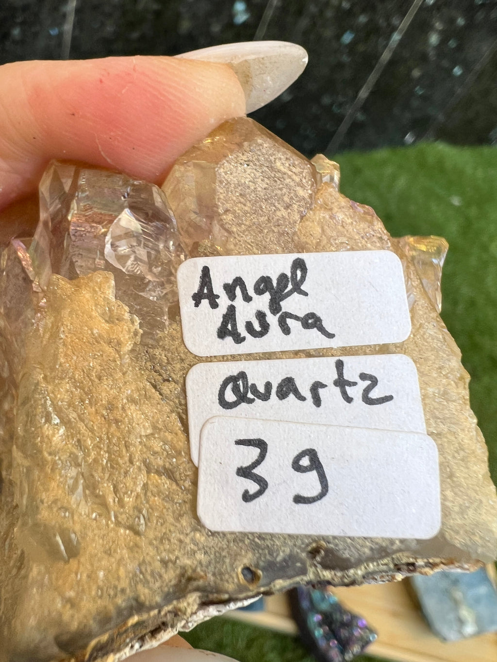 Natural Angel Aura Quartz Cluster – Statement Piece