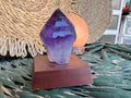 Natural Amethyst Point on Wooden Base