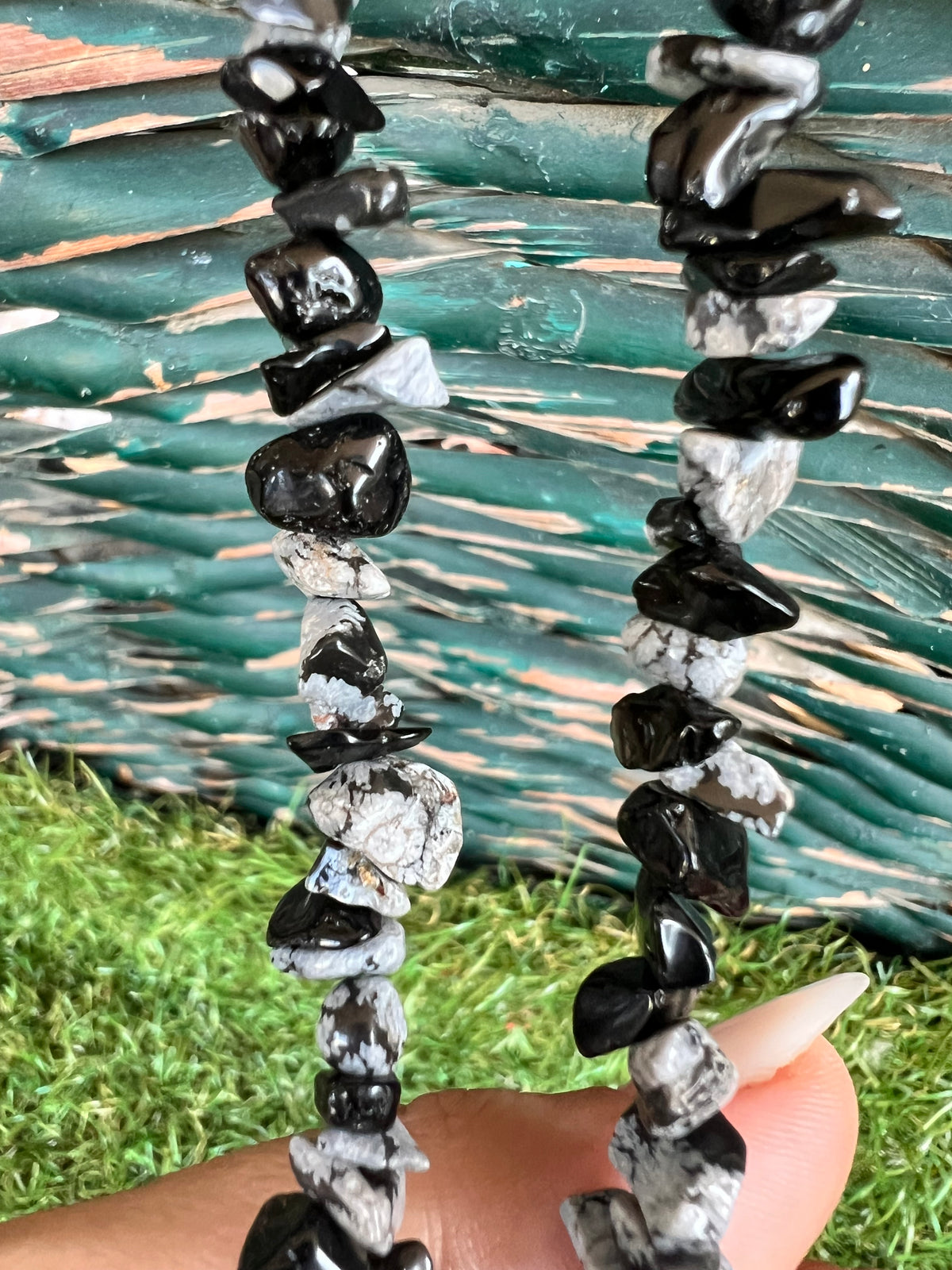 Natural Snowflake Obsidian Chip Necklace | Genuine Irregular Gemstone Chips | Protection, Balance & Grounding