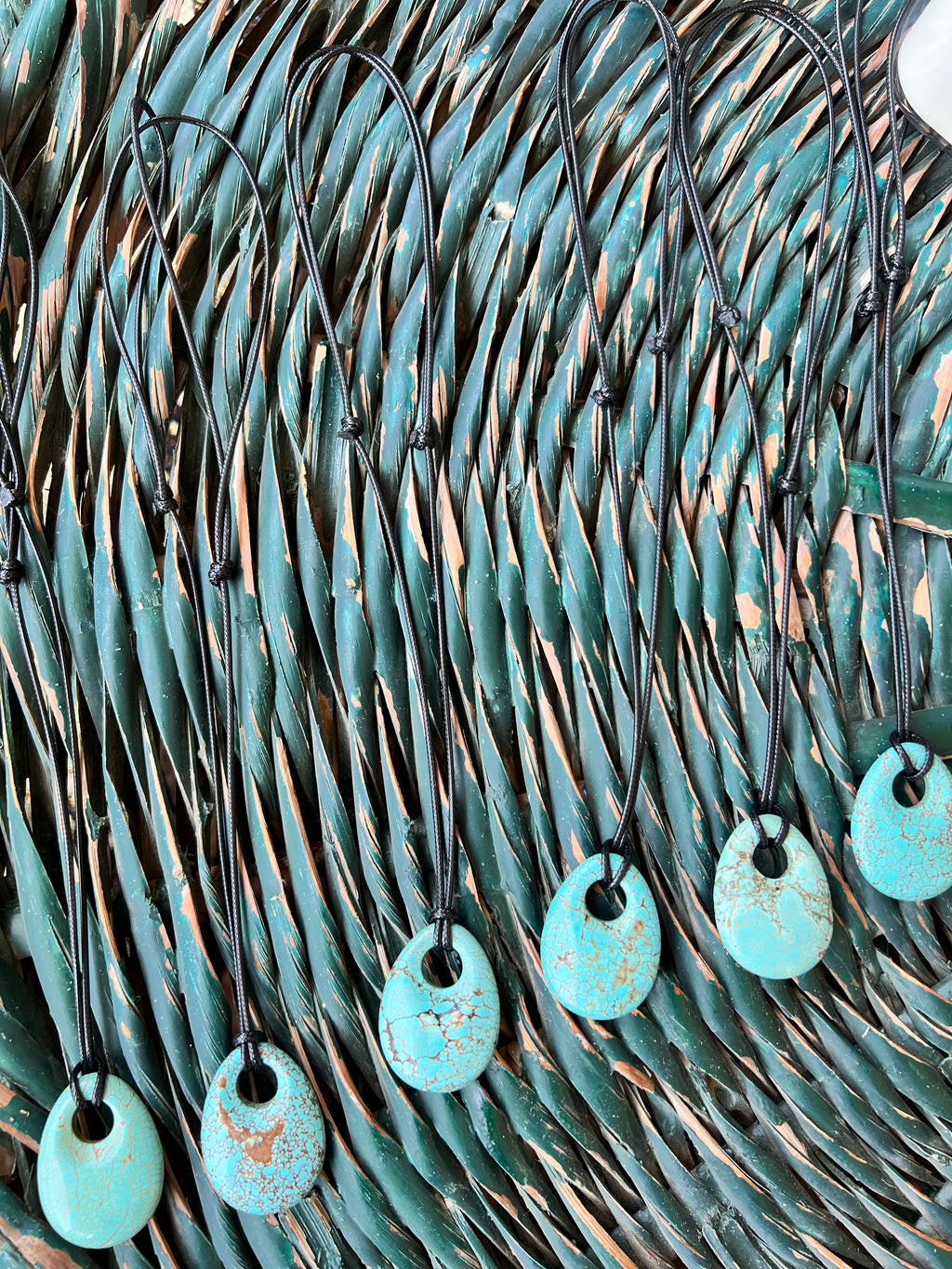 Natural Afghan Turquoise Pendant Necklace – Adjustable Cord