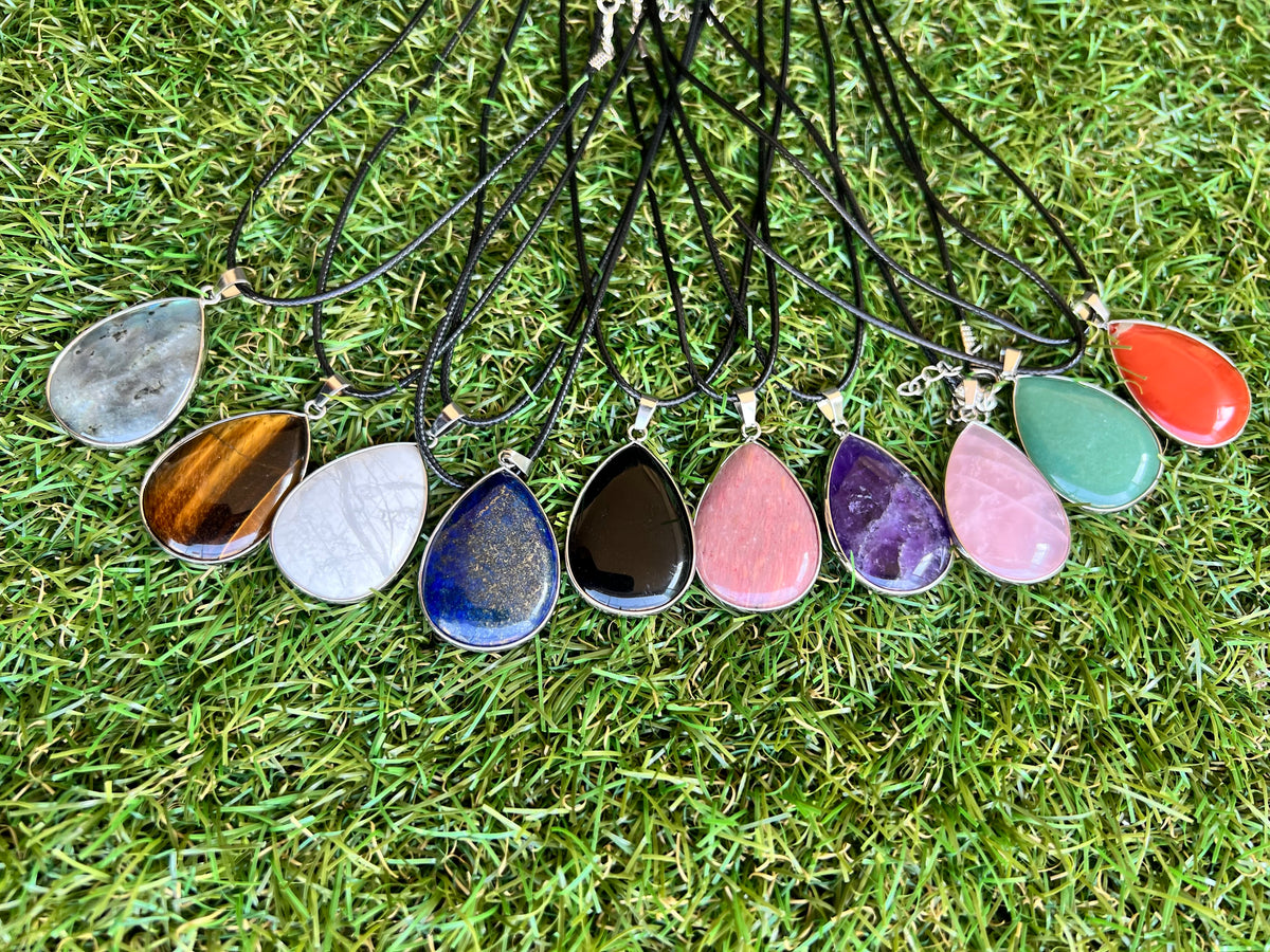 Rhodonite Teardrop Silver Plated Necklace – Compassion, Emotional Healing & Balance