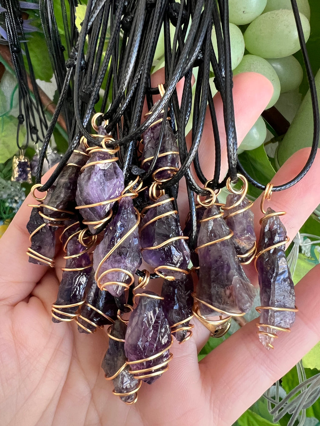 Natural Amethyst Wire-Wrapped Necklace