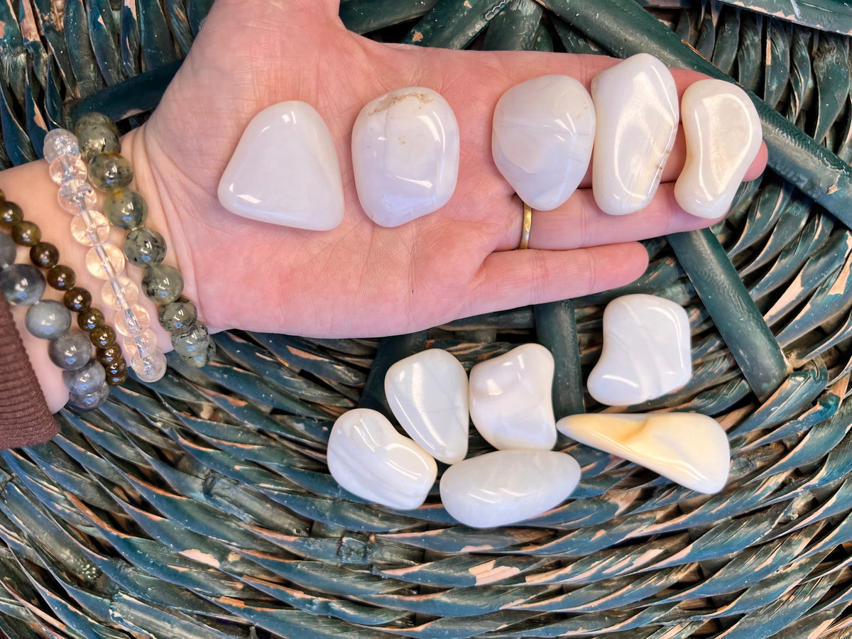Natural White Opal Tumbled Stone
