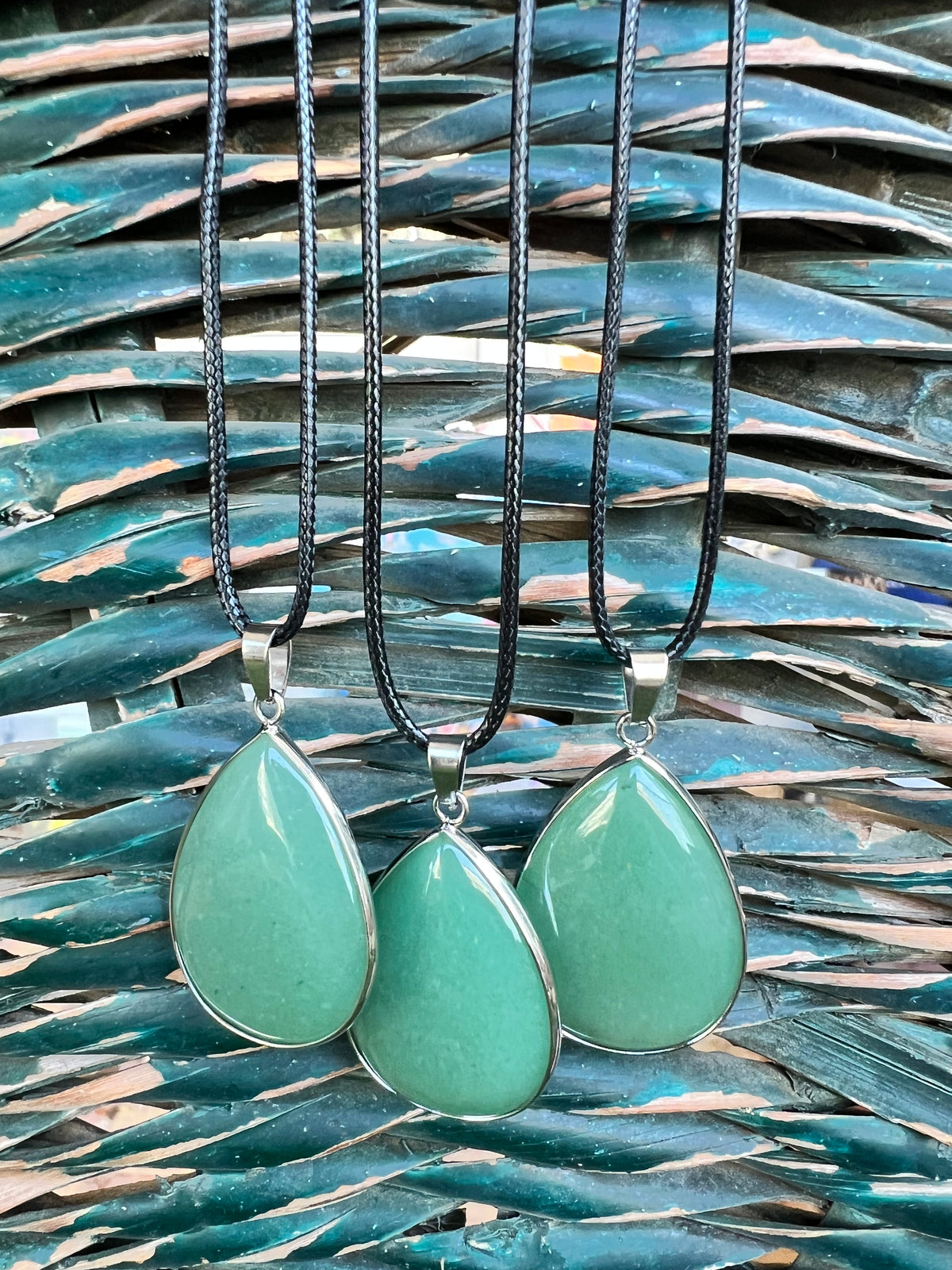 Green Aventurine Silver-Plated Teardrop Necklace – Luck, Abundance & Heart Healing