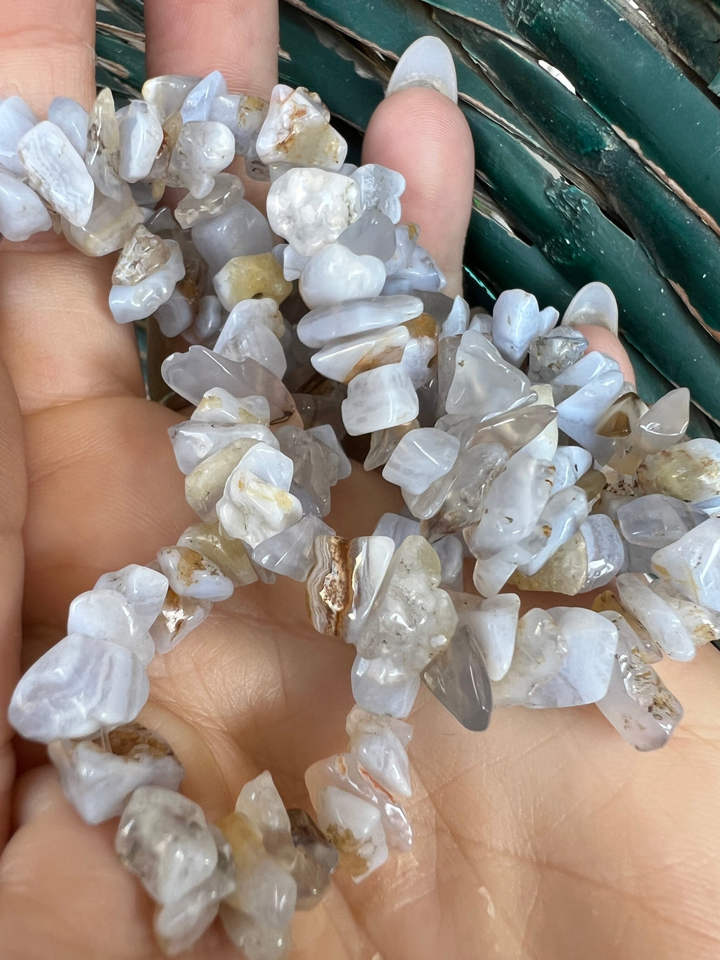Natural Blue Lace Agate Chip Necklace | Genuine Irregular Gemstone Chips | Peace, Communication & Emotional Harmony