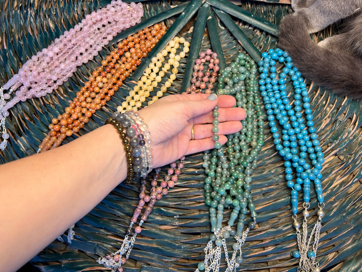 Natural Gemstone Rosary (Misbaha/Tasbih) – 8 mm Prayer Beads for Peace, Love & Mindfulness