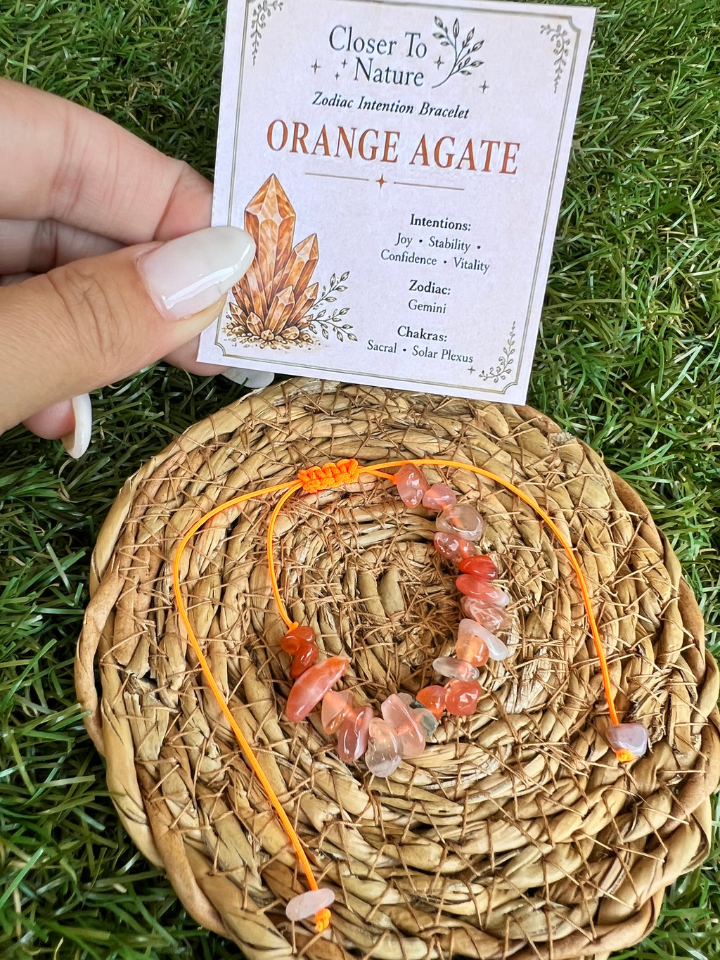 Natural Orange Agate Zodiac Bracelet – Joy, Confidence & Vitality | Gemini, Leo & Aries