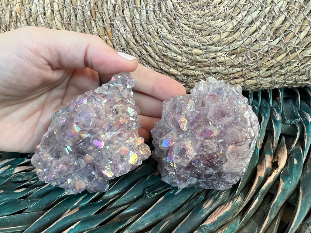 Natural Angel Aura Amethyst Cluster – 232 g