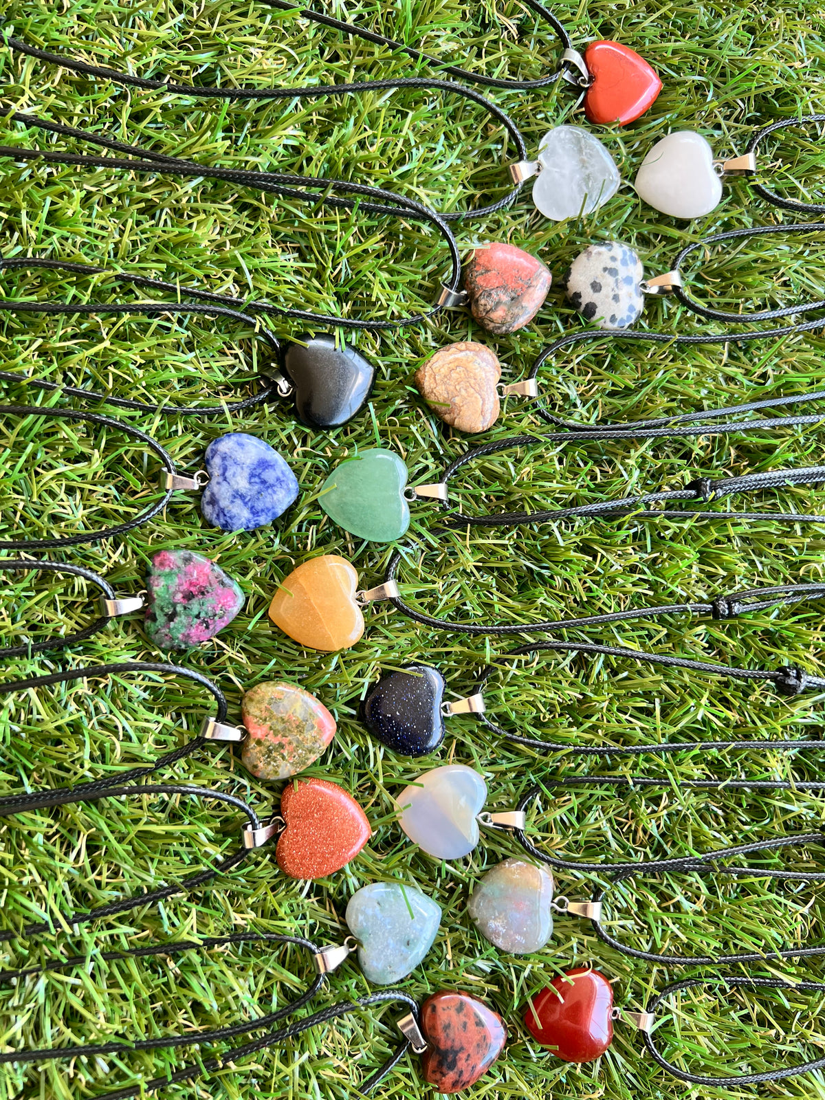 Natural Crystal Heart Necklace – Choose Your Stone (Adjustable Cord)