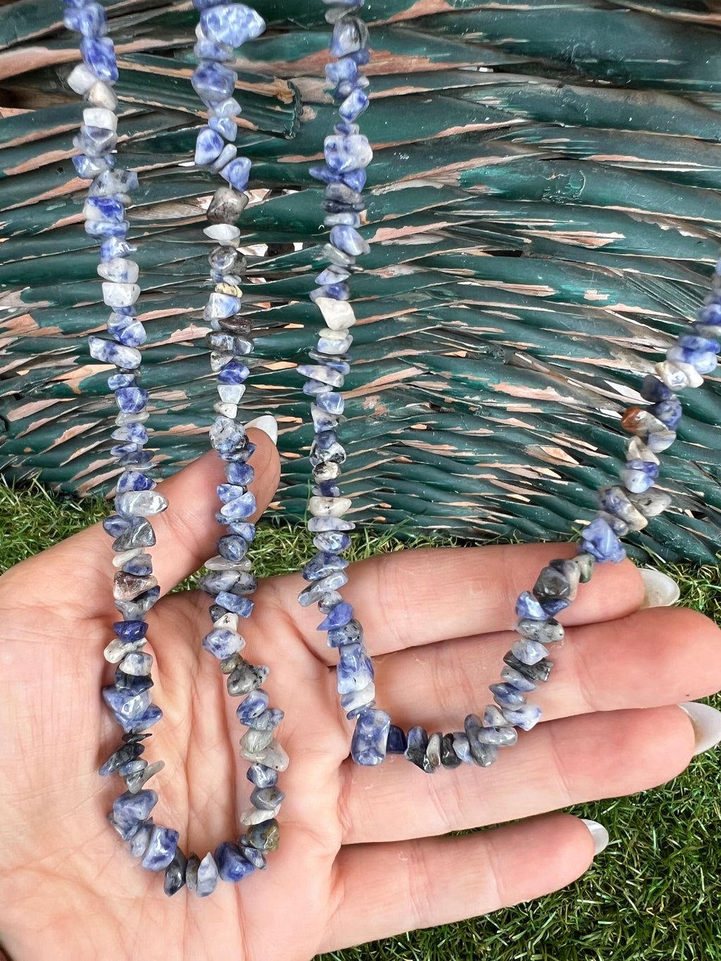 Natural Sodalite Chip Necklace | Genuine Irregular Gemstone Chips | Communication, Intuition & Mental Clarity