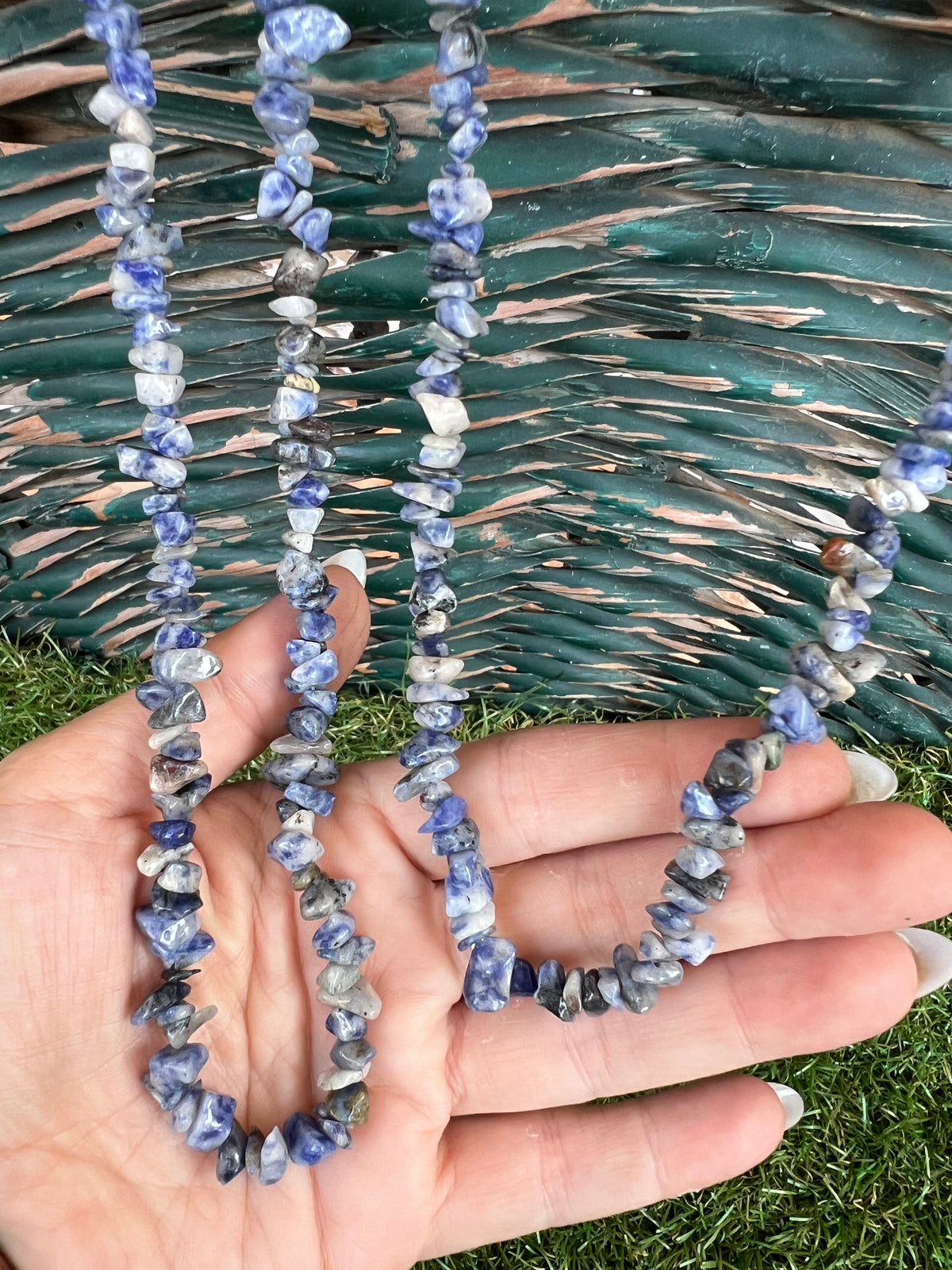 Natural Sodalite Chip Necklace | Genuine Irregular Gemstone Chips | Communication, Intuition & Mental Clarity
