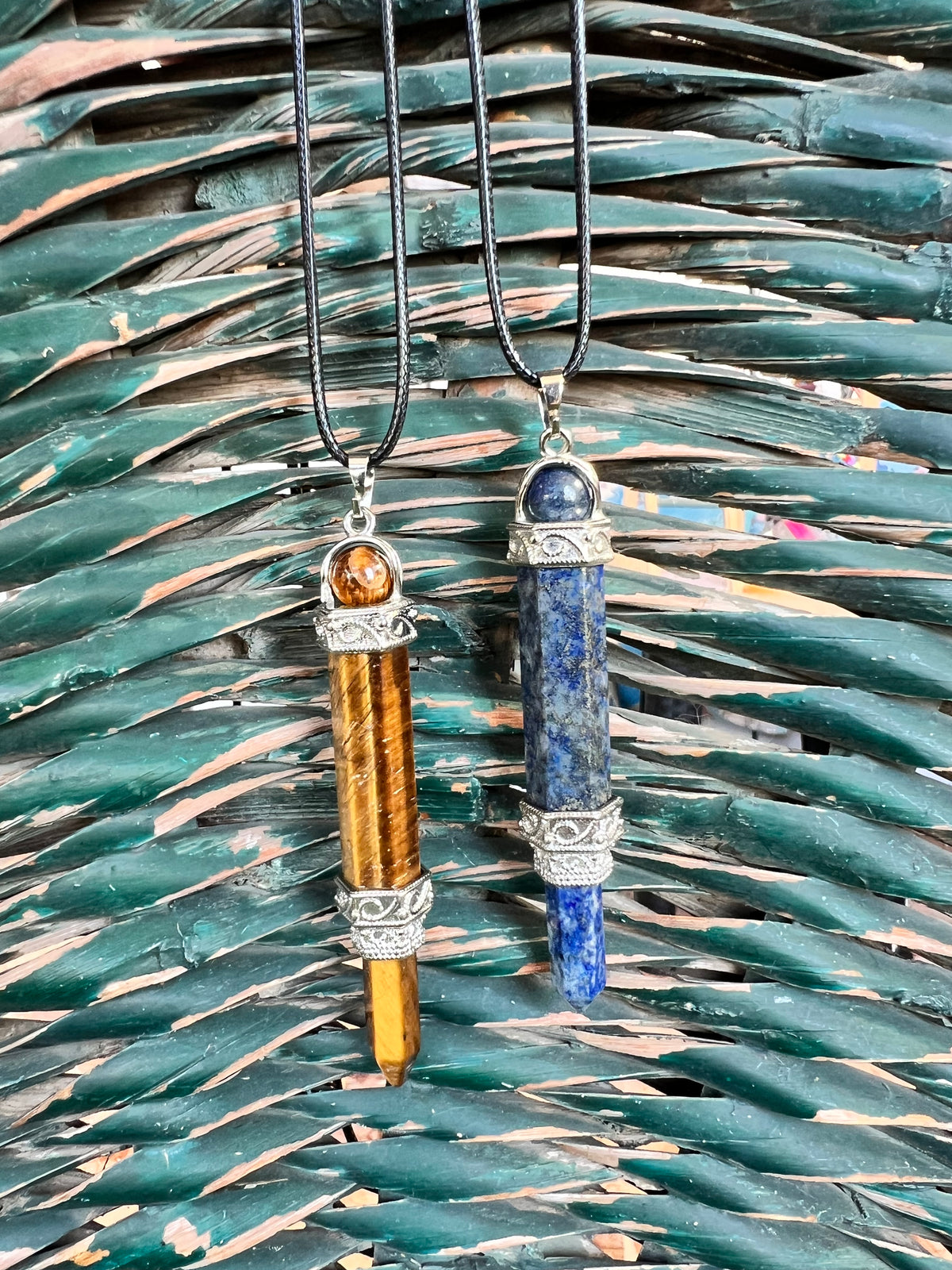 Natural Gemstone Double-Terminated Pendant Necklace – 8 cm