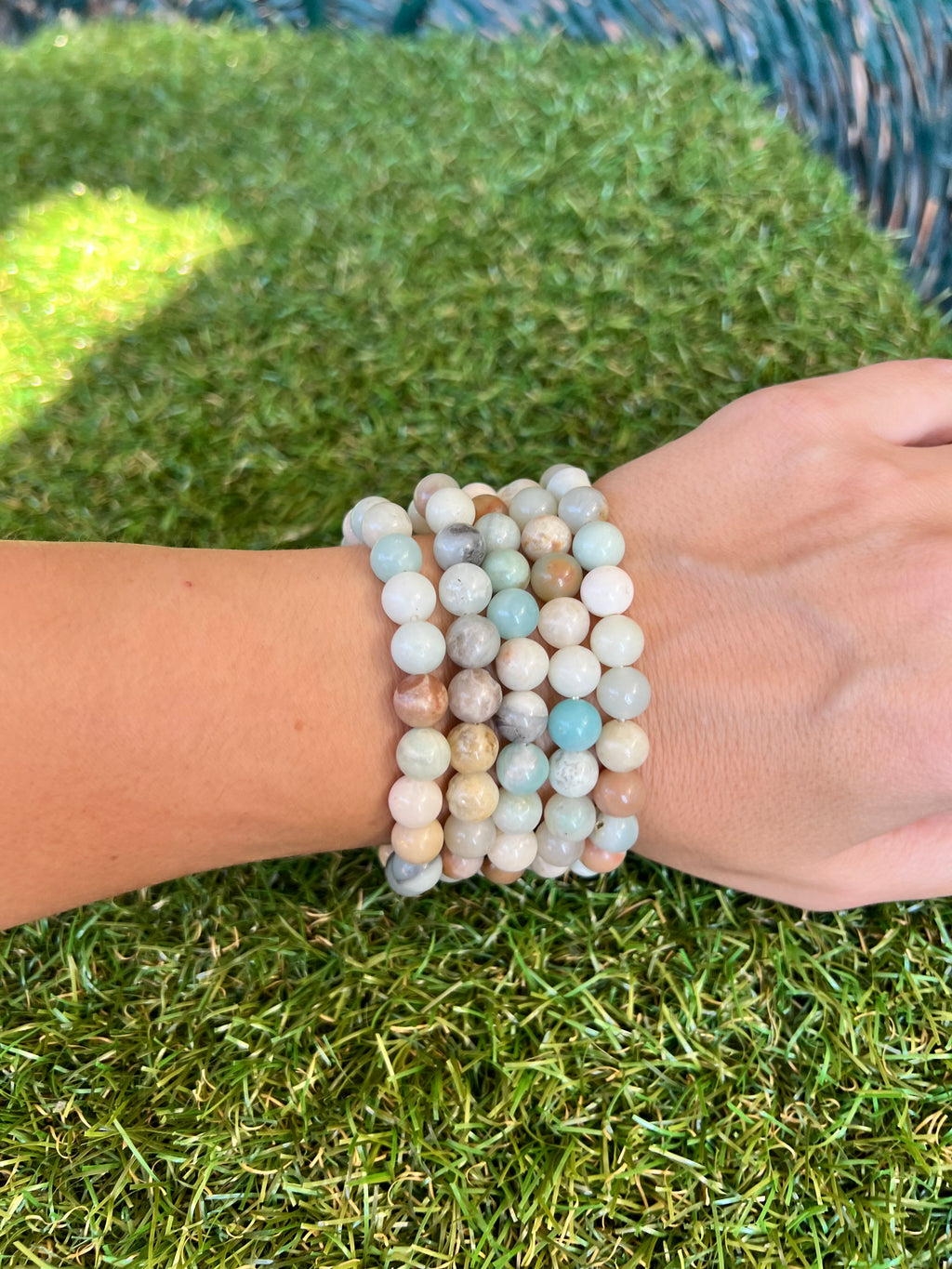 Natural Amazonite 8mm Beaded Bracelet | Communication, Calm & Good Luck Crystal Bracelet